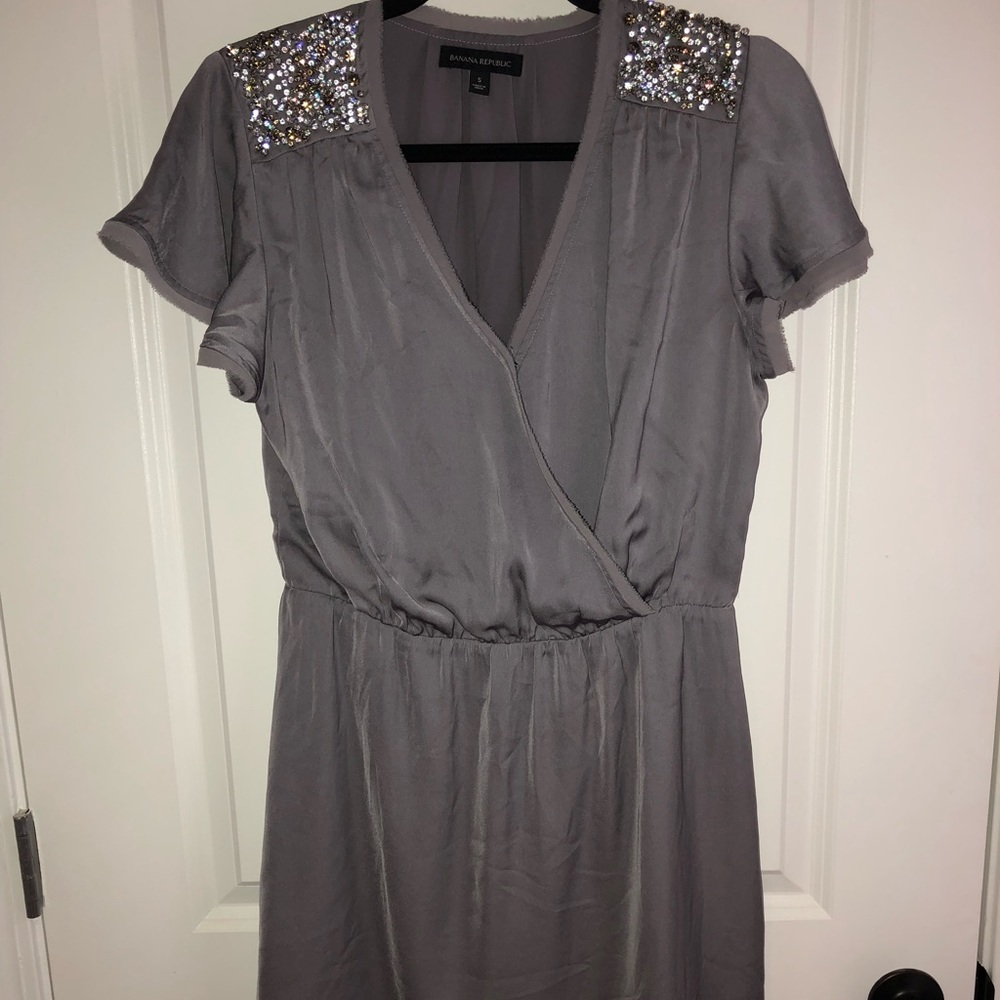 Gray Satin Banana Republic Dress